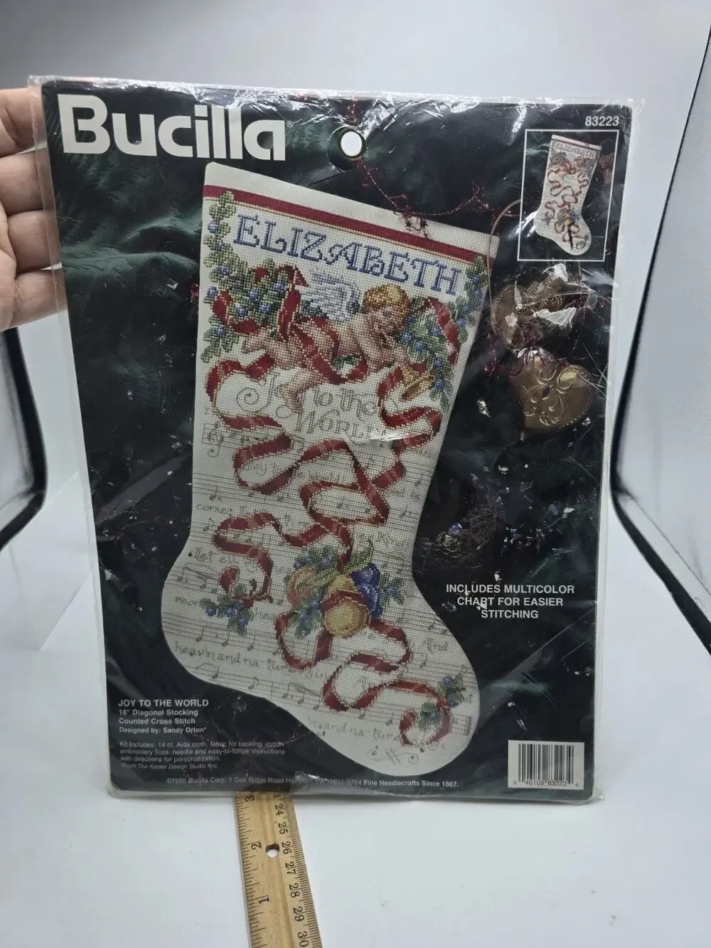 Bucilla Joy To The World Counted Cross Stitch Stocking Kit. 18”. NIP. VTG 1995